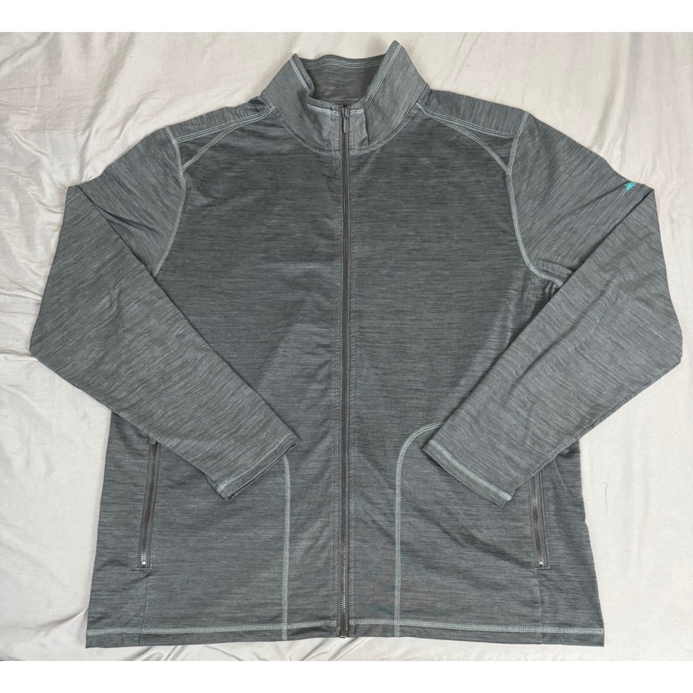 Tommy Bahama IslandZone Lightweight Jacket Men L Full Zip Charcoal Gray Melange